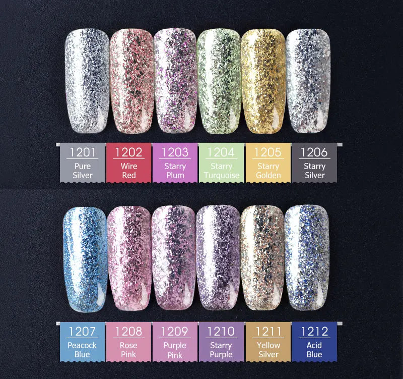 Venalisa Super Color Gel Varnish 12ml – Diamond Shining Glitter, Starry Sequin Platinum, Long-Lasting Nail Gel Polish”