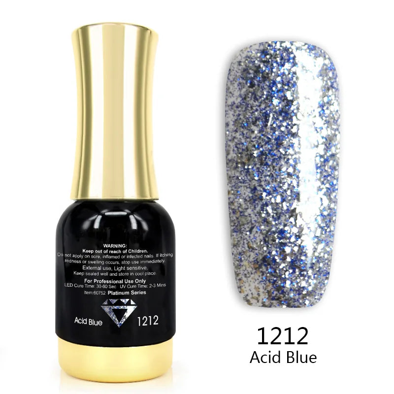 Venalisa Super Color Gel Varnish 12ml – Diamond Shining Glitter, Starry Sequin Platinum, Long-Lasting Nail Gel Polish”