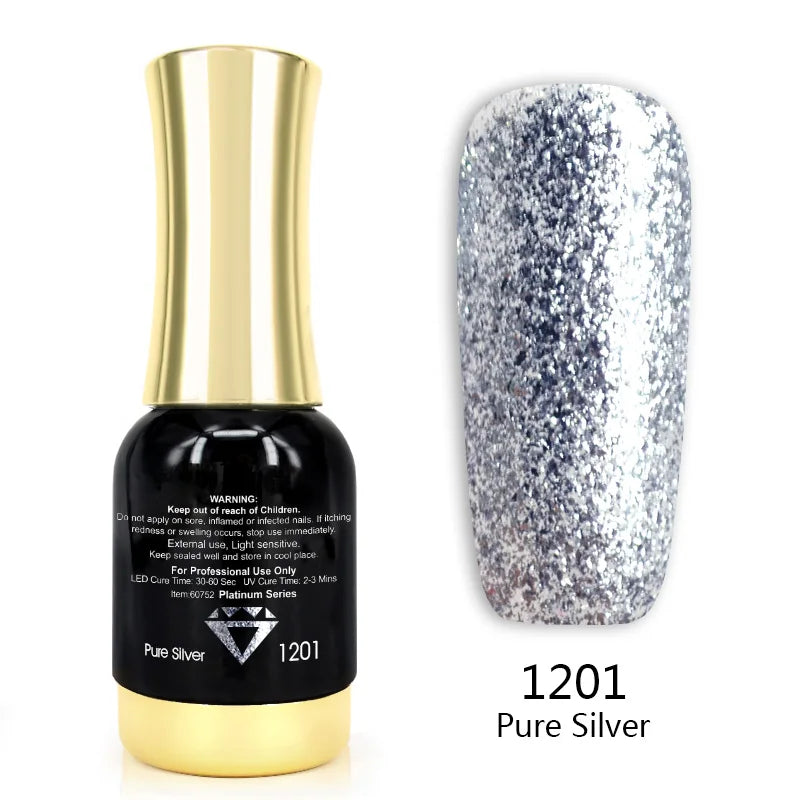 Venalisa Super Color Gel Varnish 12ml – Diamond Shining Glitter, Starry Sequin Platinum, Long-Lasting Nail Gel Polish”