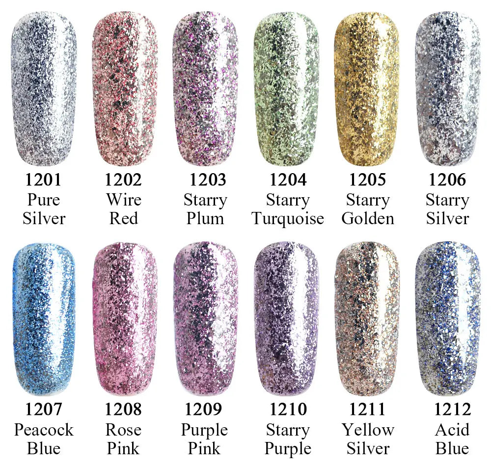 Venalisa Super Color Gel Varnish 12ml – Diamond Shining Glitter, Starry Sequin Platinum, Long-Lasting Nail Gel Polish”