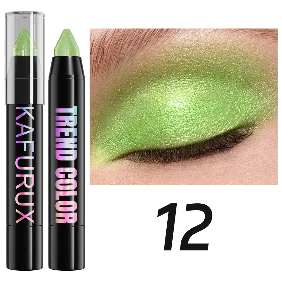 “19-Color Smoky Dark Green Eyeshadow Pen – Waterproof Metallic Glitter Highlighter Pencil for Eye Makeup, 1pcs Cosmetic Tool”