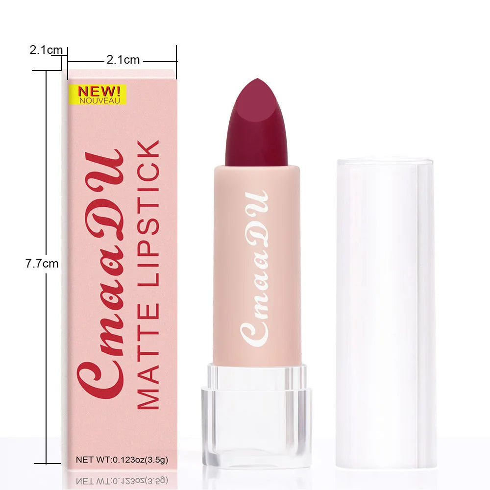15 Colors Matte Lipsticks – Waterproof, Long-Lasting Velvet Lip Tint, Sexy Red & Brown Professional Makeup