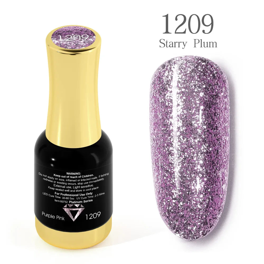 Venalisa Super Color Gel Varnish 12ml – Diamond Shining Glitter, Starry Sequin Platinum, Long-Lasting Nail Gel Polish”