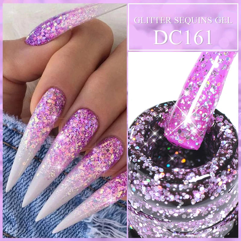 Mtssii 7ml Colorful Reflective Gel Nail Polish – Glitter Sparkling Flash Effect, Semi-Permanent Soak-Off Nail Varnish”