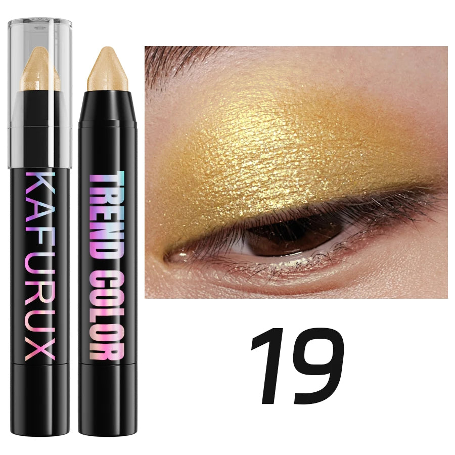 “19-Color Smoky Dark Green Eyeshadow Pen – Waterproof Metallic Glitter Highlighter Pencil for Eye Makeup, 1pcs Cosmetic Tool”