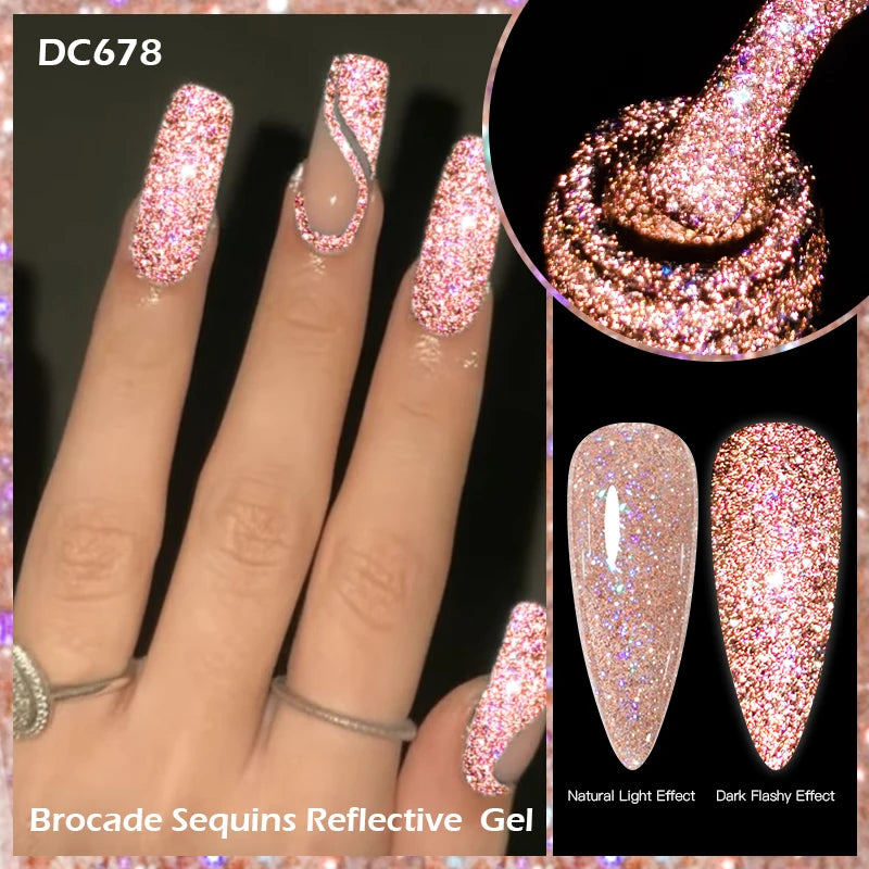 Mtssii 7ml Colorful Reflective Gel Nail Polish – Glitter Sparkling Flash Effect, Semi-Permanent Soak-Off Nail Varnish”