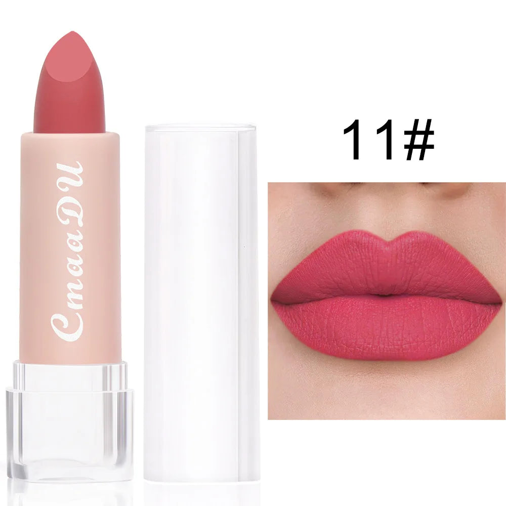 15 Colors Matte Lipsticks – Waterproof, Long-Lasting Velvet Lip Tint, Sexy Red & Brown Professional Makeup