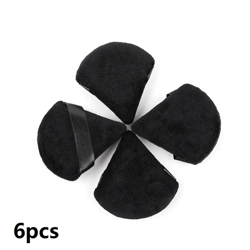 1/2/3/6 Pcs Triangle Velvet Powder Puff – Reusable, Washable Mini Makeup Sponge for Face & Eye Beauty