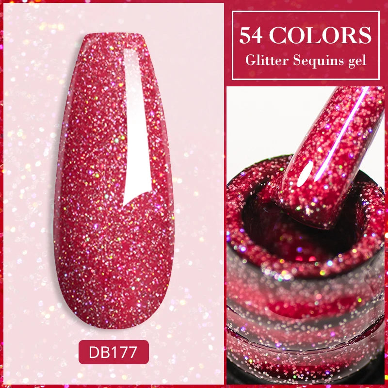 Mtssii 7ml Colorful Reflective Gel Nail Polish – Glitter Sparkling Flash Effect, Semi-Permanent Soak-Off Nail Varnish”
