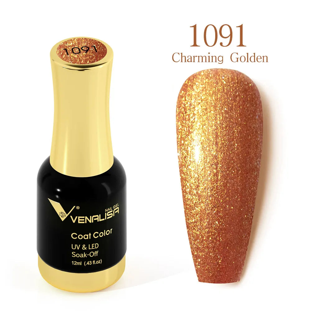 Venalisa Super Color Gel Varnish 12ml – Diamond Shining Glitter, Starry Sequin Platinum, Long-Lasting Nail Gel Polish”