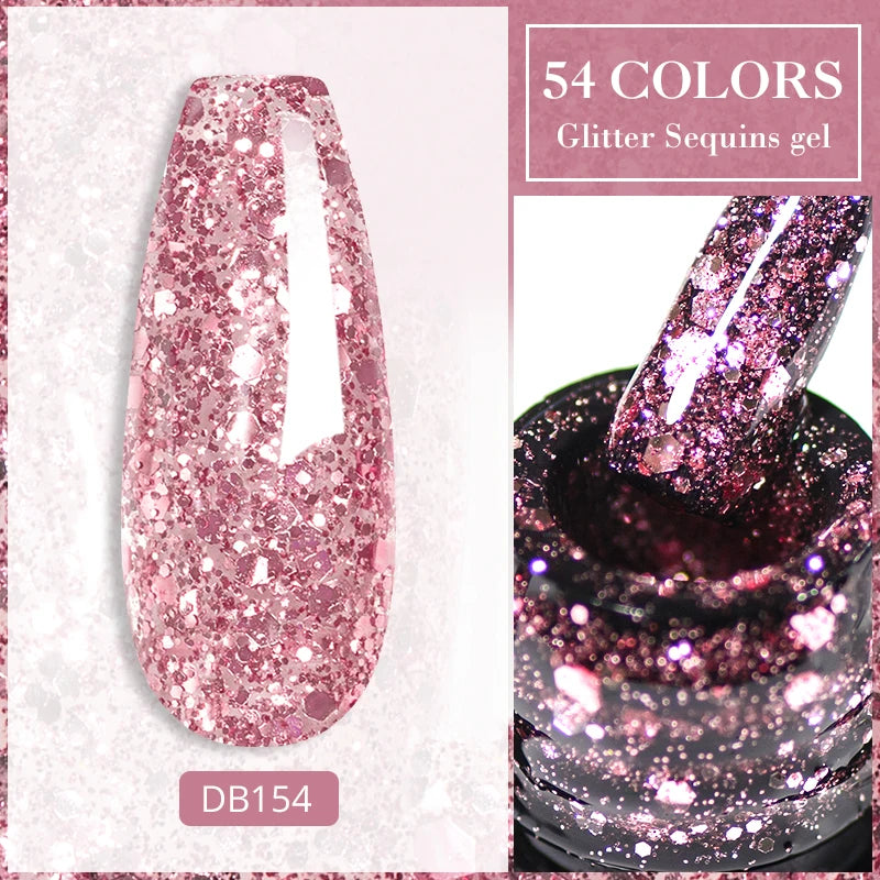 Mtssii 7ml Colorful Reflective Gel Nail Polish – Glitter Sparkling Flash Effect, Semi-Permanent Soak-Off Nail Varnish”