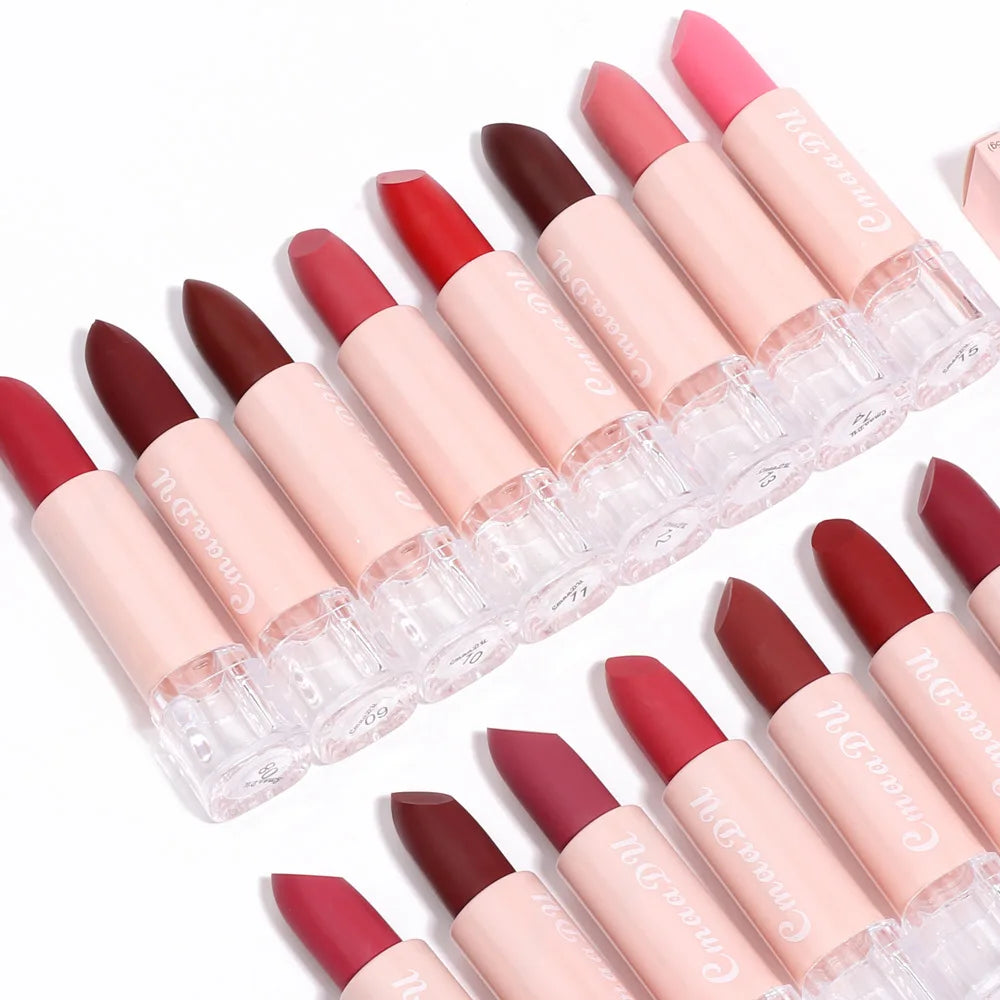 15 Colors Matte Lipsticks – Waterproof, Long-Lasting Velvet Lip Tint, Sexy Red & Brown Professional Makeup