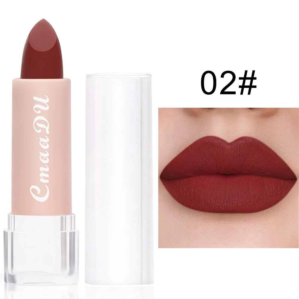 15 Colors Matte Lipsticks – Waterproof, Long-Lasting Velvet Lip Tint, Sexy Red & Brown Professional Makeup