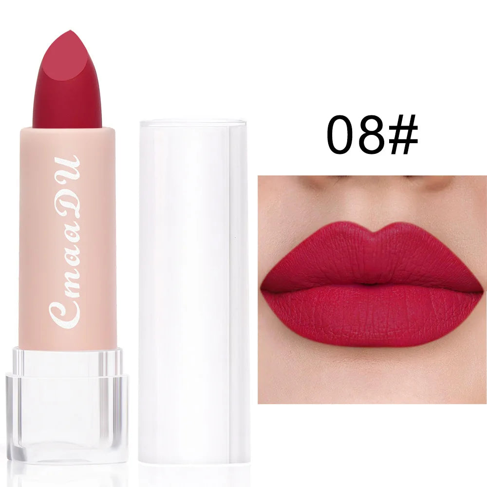 15 Colors Matte Lipsticks – Waterproof, Long-Lasting Velvet Lip Tint, Sexy Red & Brown Professional Makeup