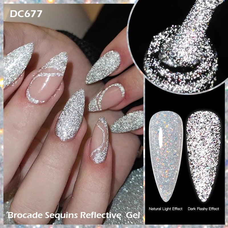 Mtssii 7ml Colorful Reflective Gel Nail Polish – Glitter Sparkling Flash Effect, Semi-Permanent Soak-Off Nail Varnish”