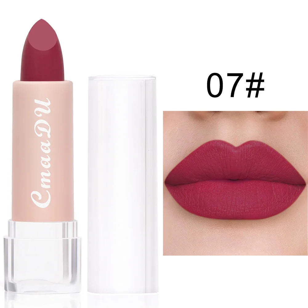 15 Colors Matte Lipsticks – Waterproof, Long-Lasting Velvet Lip Tint, Sexy Red & Brown Professional Makeup