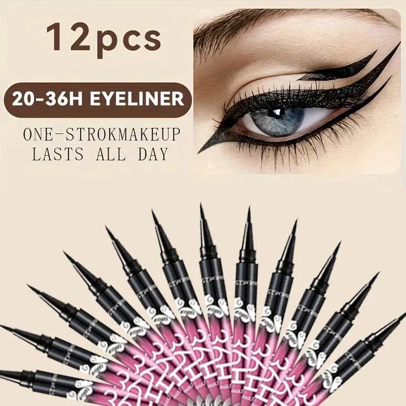 12 PCS Hot Makeup Ultimate Black Liquid Eyeliner – Long-Lasting, Waterproof Eye Liner Pencil Pen, Cosmetic Beauty Tool”