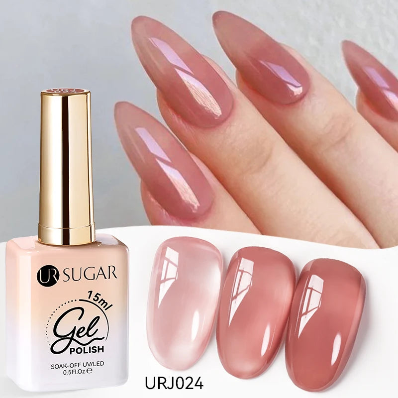 UR SUGAR 15ml Champagne Gold & Silver Reflective Glitter Gel Nail Polish – Semi-Permanent Soak-Off UV Gel for Manicure Nail Art”