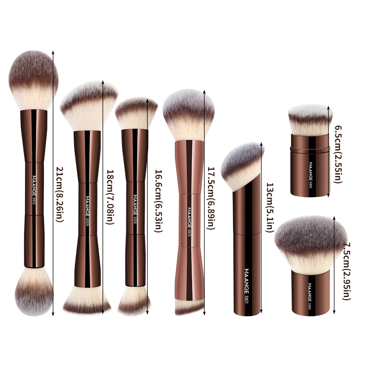 Double-Ended Makeup Brush – Foundation, Powder, Concealer, Blusher & Bronzer with Soft Fiber Bristles