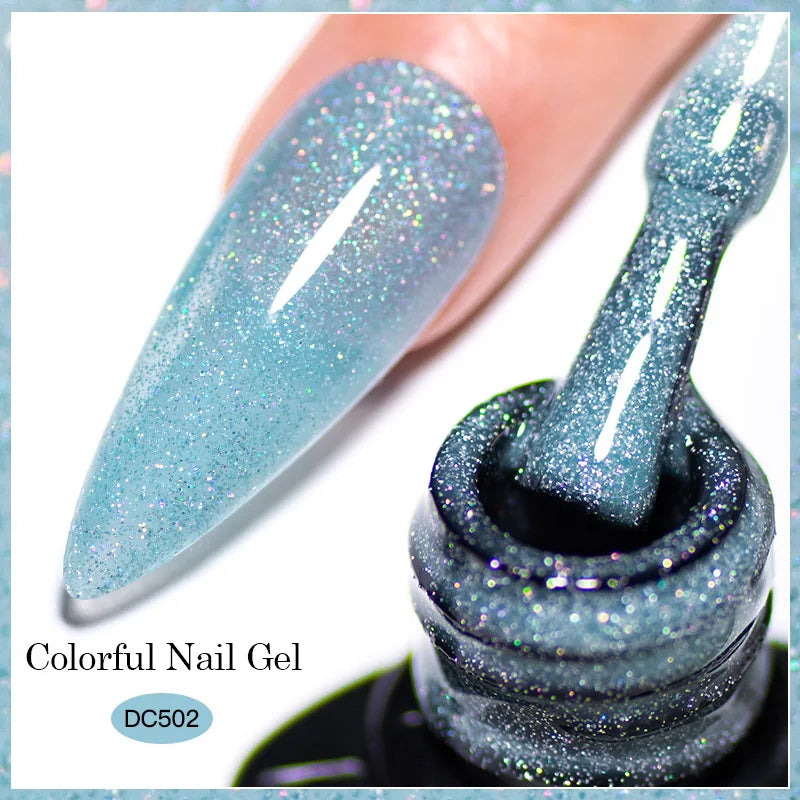 Mtssii 7ml Colorful Reflective Gel Nail Polish – Glitter Sparkling Flash Effect, Semi-Permanent Soak-Off Nail Varnish”