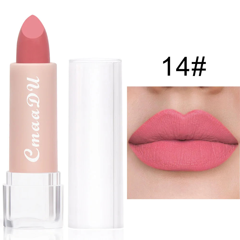 15 Colors Matte Lipsticks – Waterproof, Long-Lasting Velvet Lip Tint, Sexy Red & Brown Professional Makeup