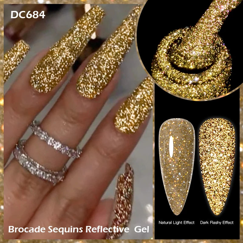 Mtssii 7ml Colorful Reflective Gel Nail Polish – Glitter Sparkling Flash Effect, Semi-Permanent Soak-Off Nail Varnish”