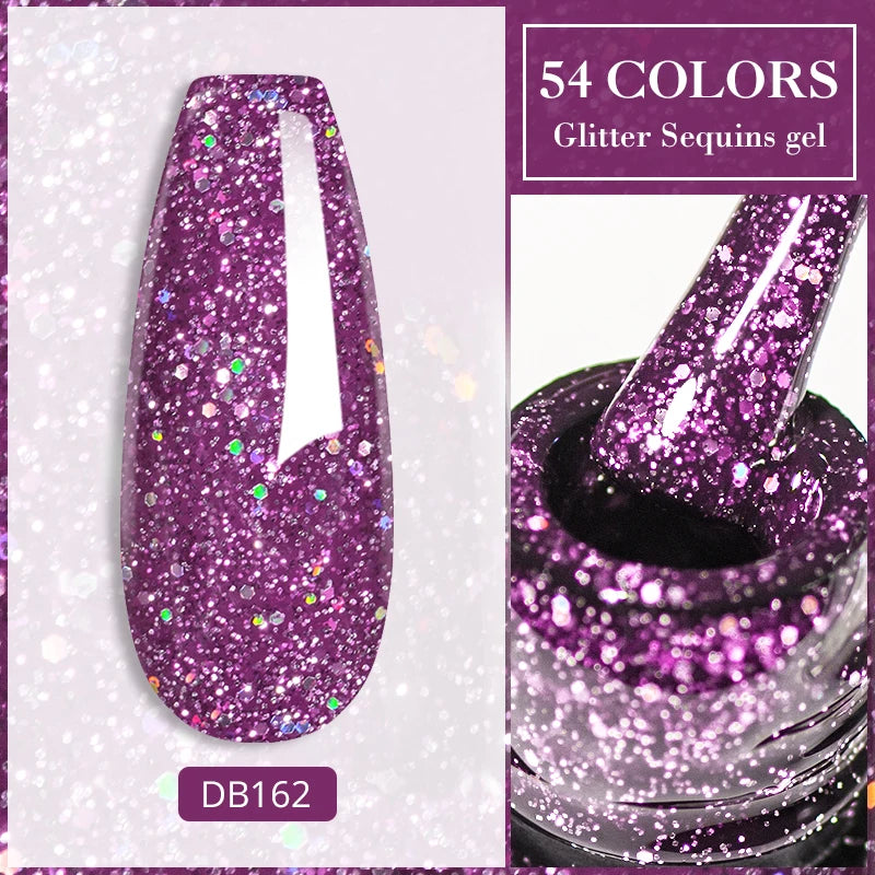 Mtssii 7ml Colorful Reflective Gel Nail Polish – Glitter Sparkling Flash Effect, Semi-Permanent Soak-Off Nail Varnish”