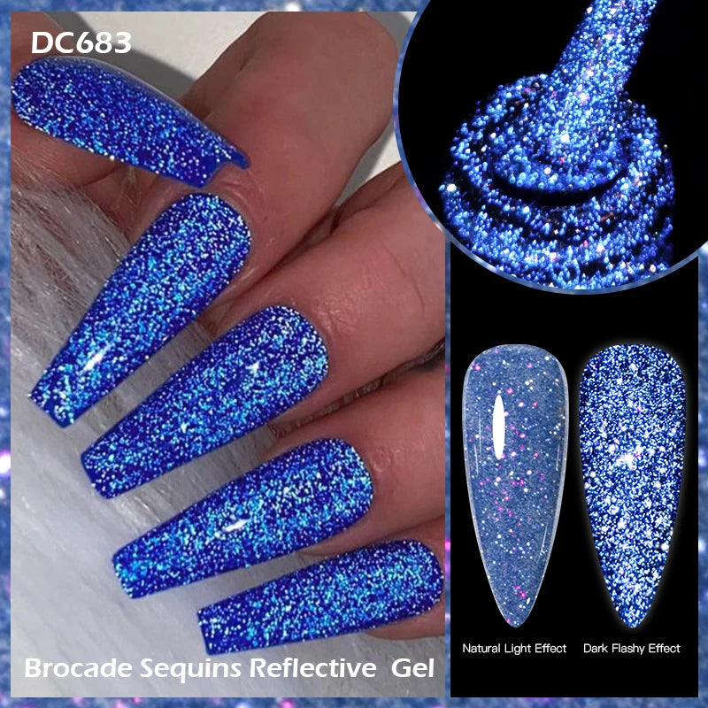 Mtssii 7ml Colorful Reflective Gel Nail Polish – Glitter Sparkling Flash Effect, Semi-Permanent Soak-Off Nail Varnish”