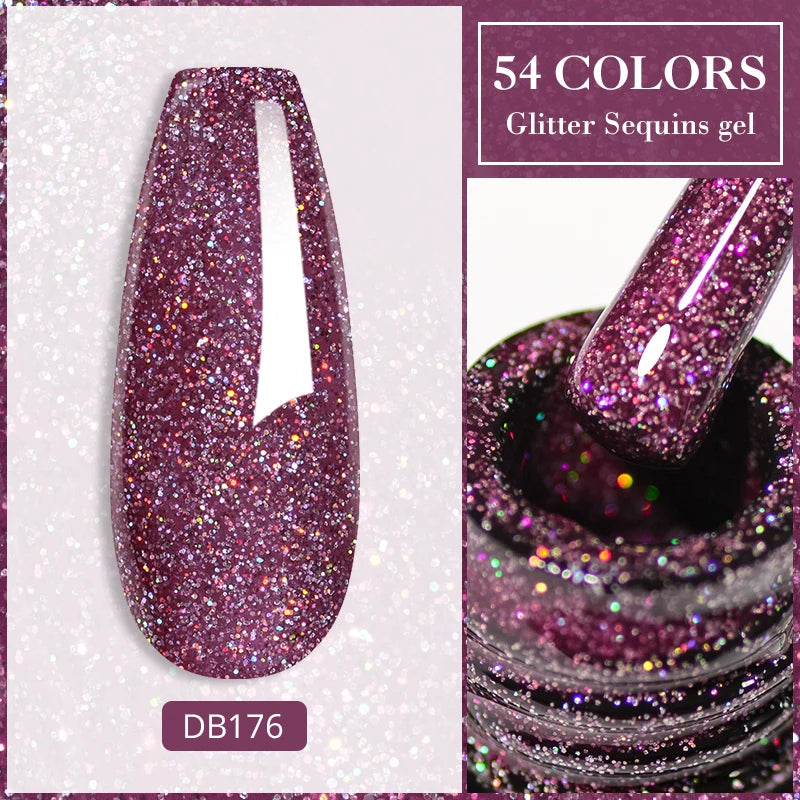 Mtssii 7ml Colorful Reflective Gel Nail Polish – Glitter Sparkling Flash Effect, Semi-Permanent Soak-Off Nail Varnish”