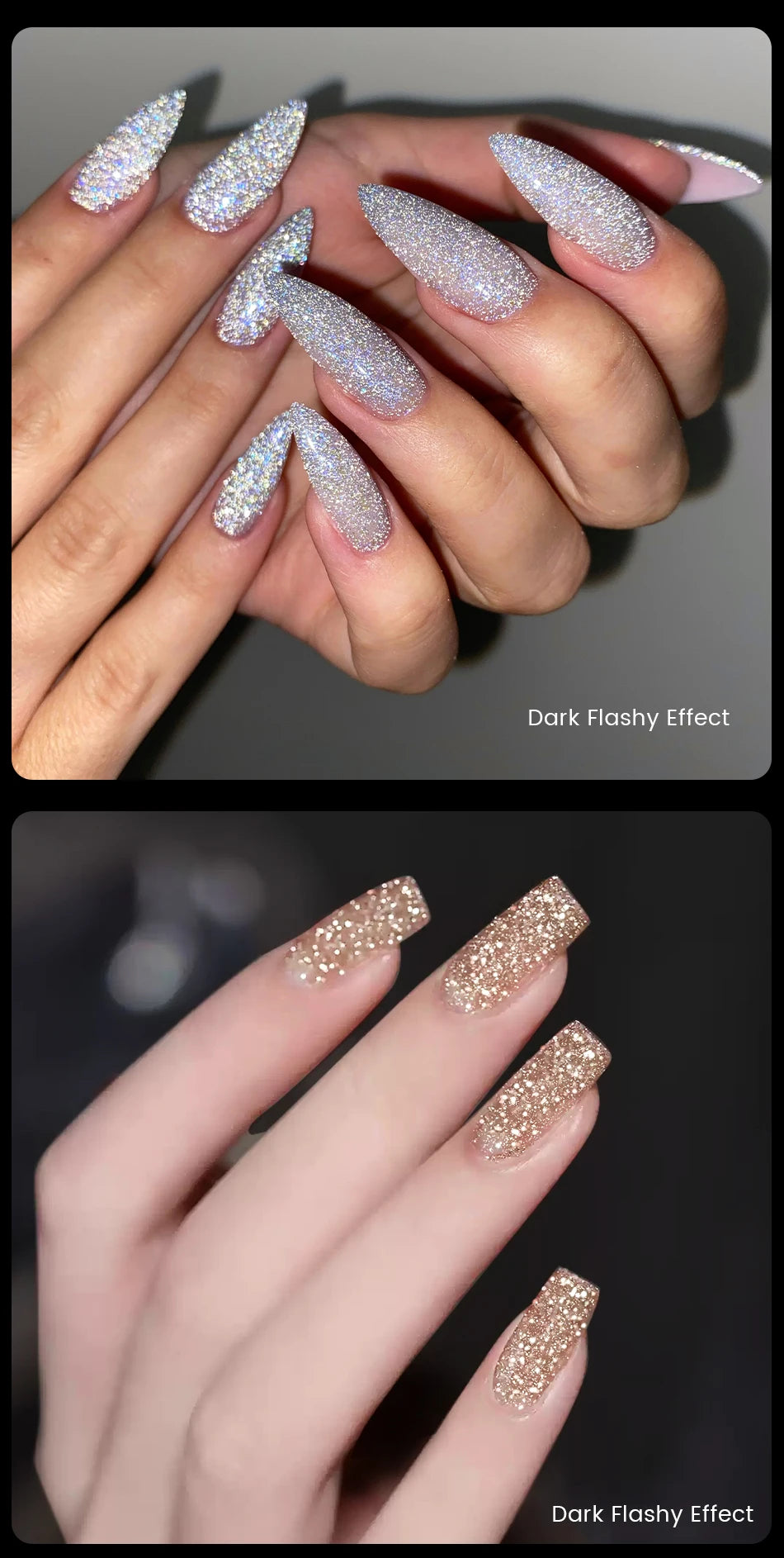 UR SUGAR 15ml Champagne Gold & Silver Reflective Glitter Gel Nail Polish – Semi-Permanent Soak-Off UV Gel for Manicure Nail Art”