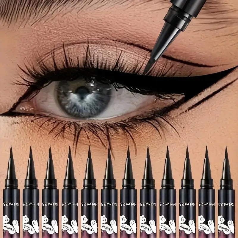 12 PCS Hot Makeup Ultimate Black Liquid Eyeliner – Long-Lasting, Waterproof Eye Liner Pencil Pen, Cosmetic Beauty Tool”