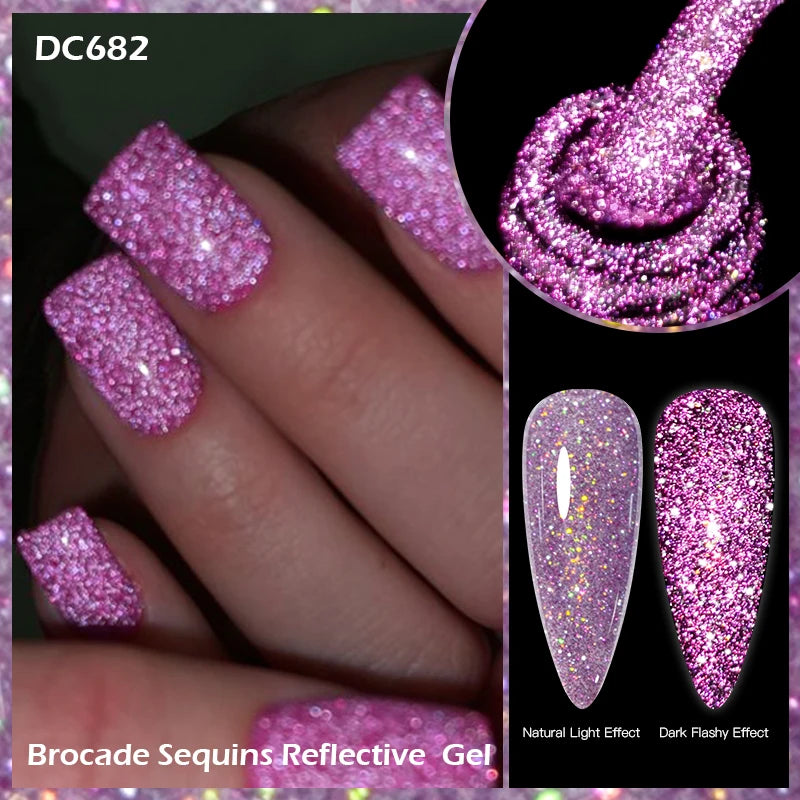 Mtssii 7ml Colorful Reflective Gel Nail Polish – Glitter Sparkling Flash Effect, Semi-Permanent Soak-Off Nail Varnish”