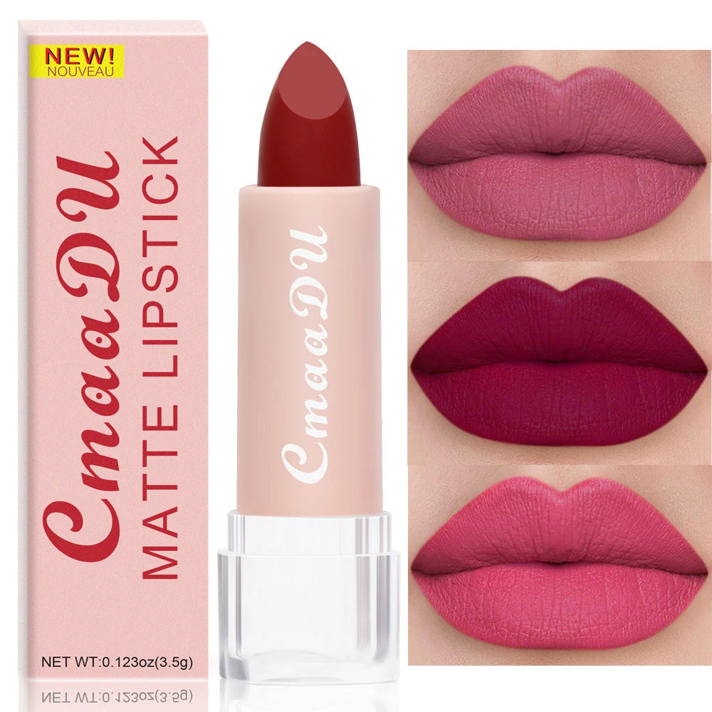 15 Colors Matte Lipsticks – Waterproof, Long-Lasting Velvet Lip Tint, Sexy Red & Brown Professional Makeup