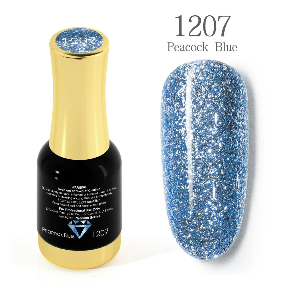 Venalisa Super Color Gel Varnish 12ml – Diamond Shining Glitter, Starry Sequin Platinum, Long-Lasting Nail Gel Polish”
