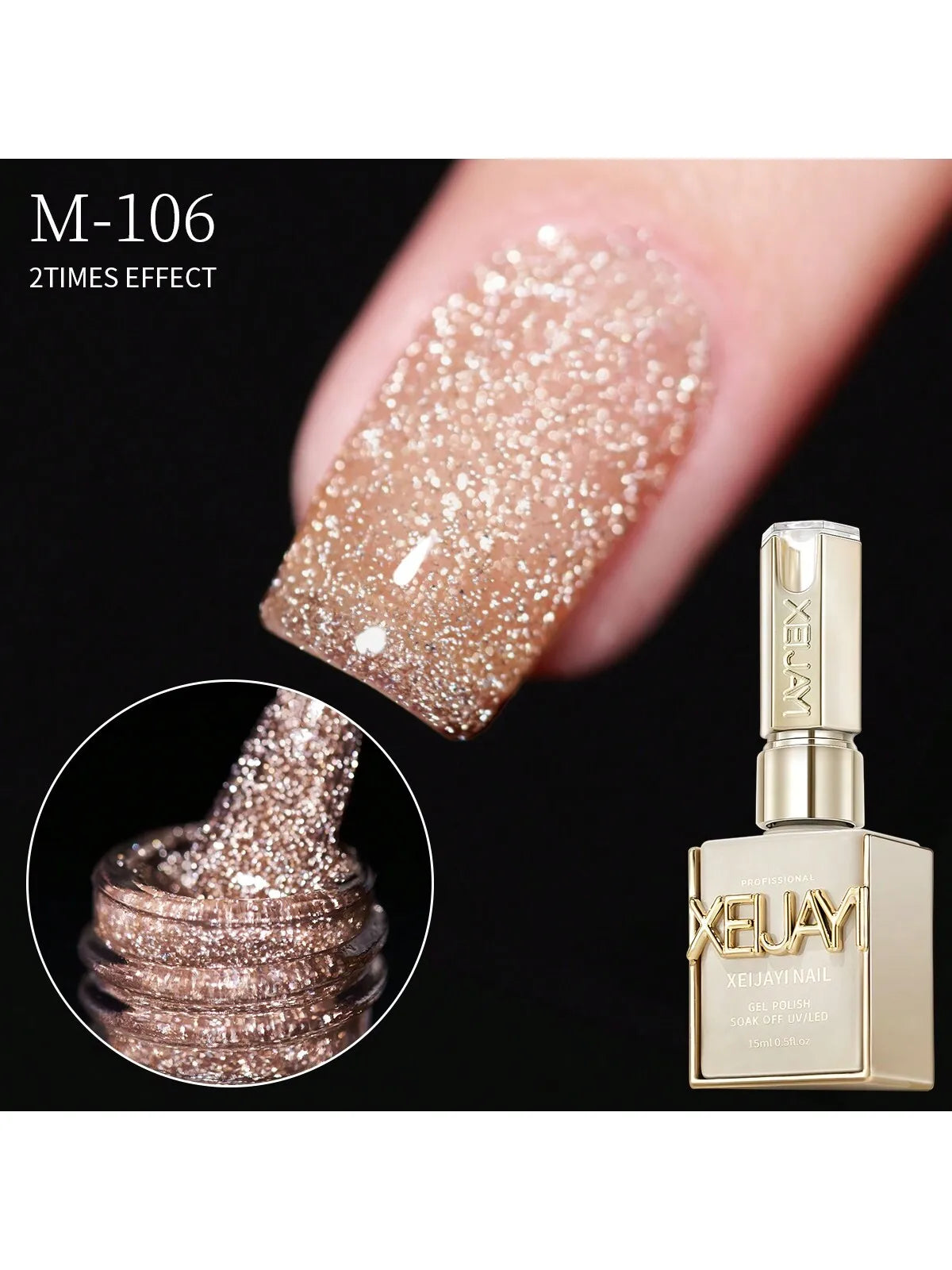 15ml Broken Diamond Gel Nail Polish – Flash Adhesive for Halloween & Christmas, Sparkling Burst Maillard Effect”