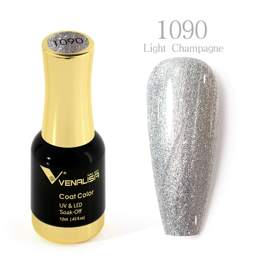 Venalisa Super Color Gel Varnish 12ml – Diamond Shining Glitter, Starry Sequin Platinum, Long-Lasting Nail Gel Polish”