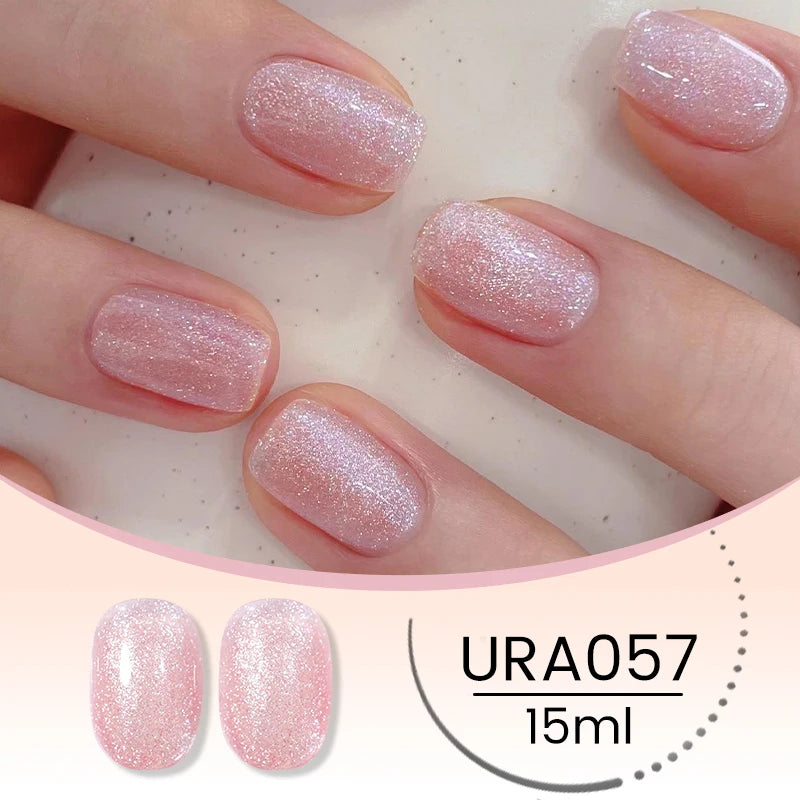 UR SUGAR 15ml Champagne Gold & Silver Reflective Glitter Gel Nail Polish – Semi-Permanent Soak-Off UV Gel for Manicure Nail Art”