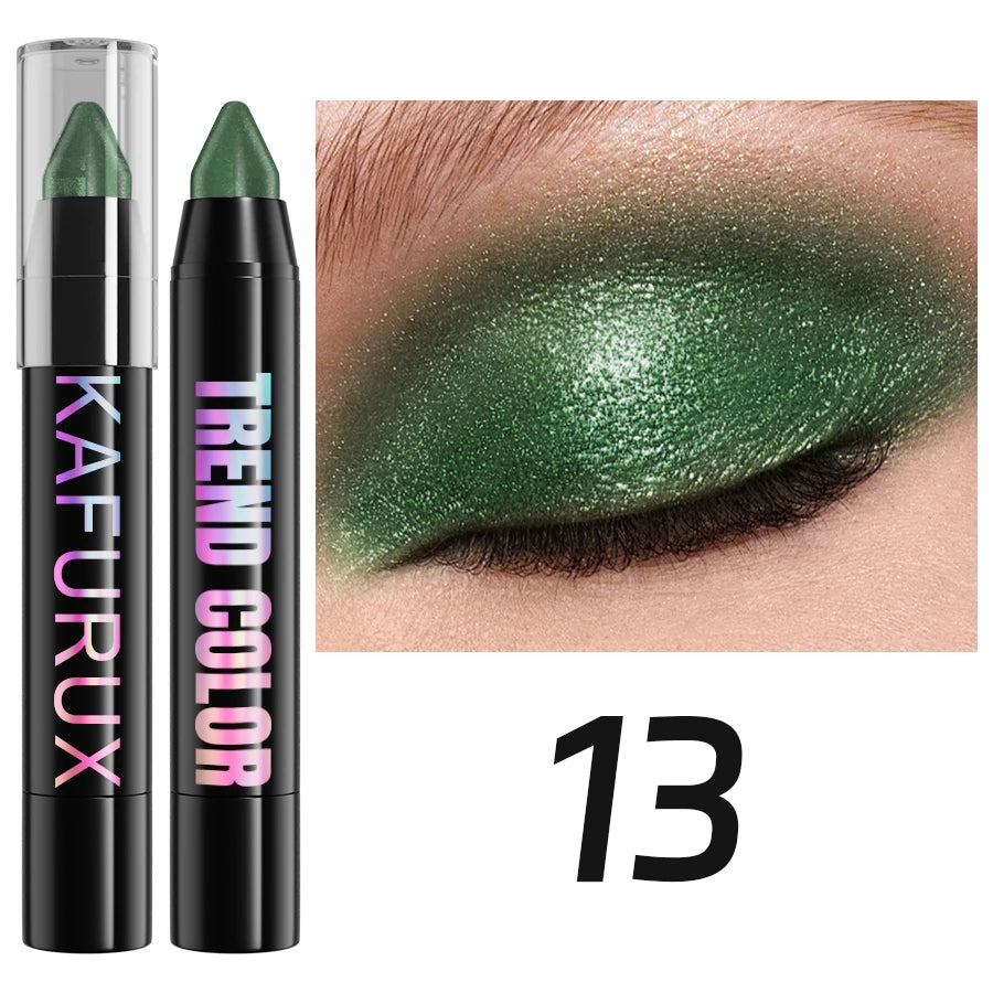 “19-Color Smoky Dark Green Eyeshadow Pen – Waterproof Metallic Glitter Highlighter Pencil for Eye Makeup, 1pcs Cosmetic Tool”