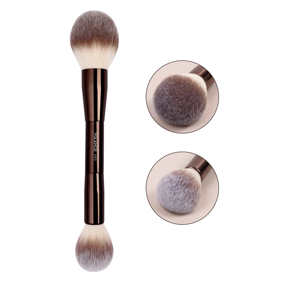 Double-Ended Makeup Brush – Foundation, Powder, Concealer, Blusher & Bronzer with Soft Fiber Bristles
