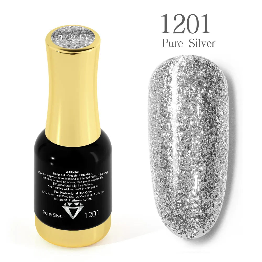 Venalisa Super Color Gel Varnish 12ml – Diamond Shining Glitter, Starry Sequin Platinum, Long-Lasting Nail Gel Polish”