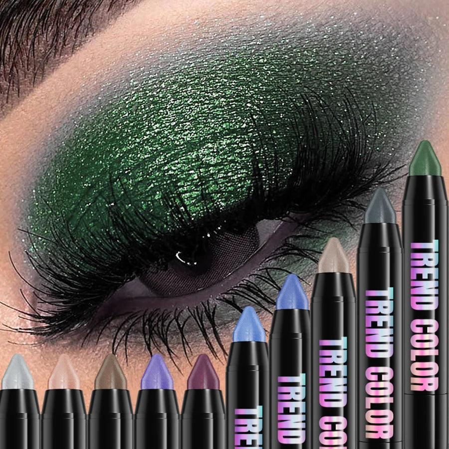 “19-Color Smoky Dark Green Eyeshadow Pen – Waterproof Metallic Glitter Highlighter Pencil for Eye Makeup, 1pcs Cosmetic Tool”