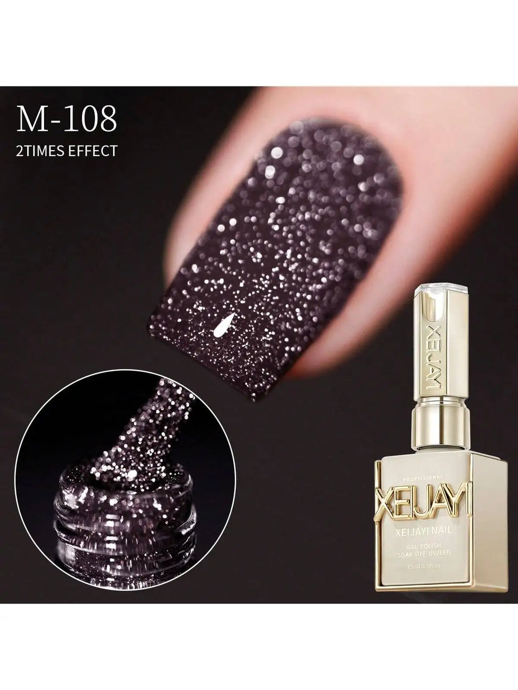 15ml Broken Diamond Gel Nail Polish – Flash Adhesive for Halloween & Christmas, Sparkling Burst Maillard Effect”