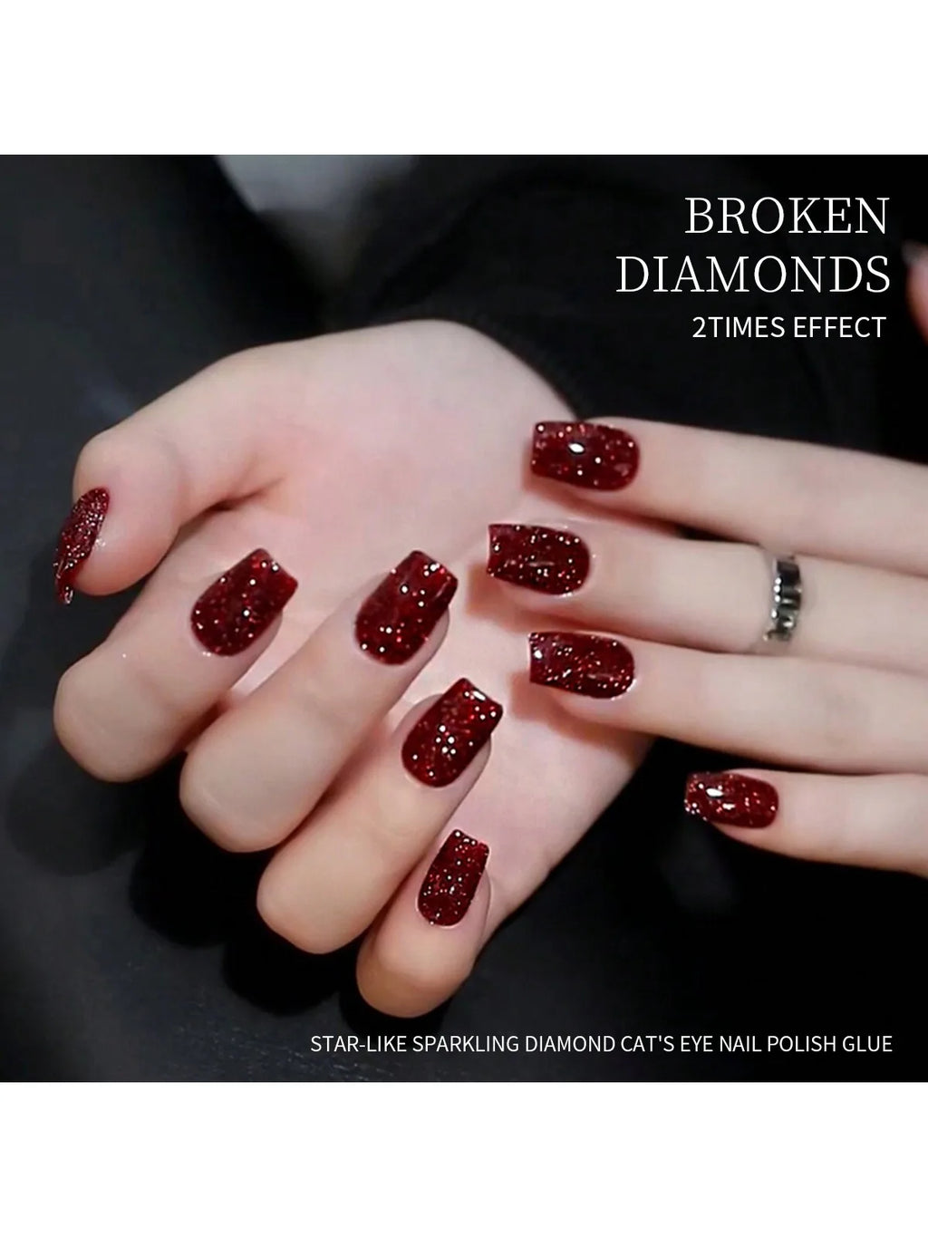 15ml Broken Diamond Gel Nail Polish – Flash Adhesive for Halloween & Christmas, Sparkling Burst Maillard Effect”