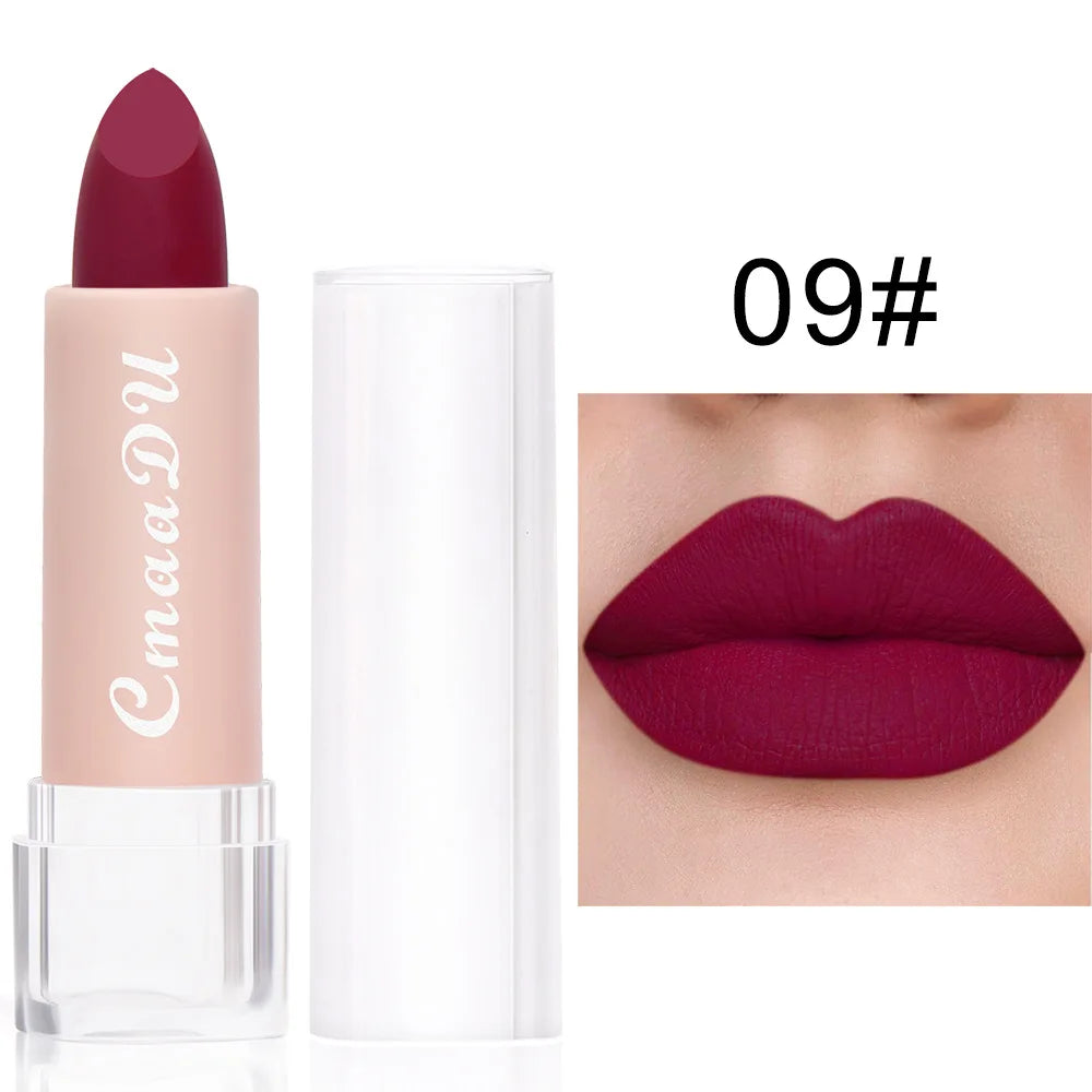 15 Colors Matte Lipsticks – Waterproof, Long-Lasting Velvet Lip Tint, Sexy Red & Brown Professional Makeup