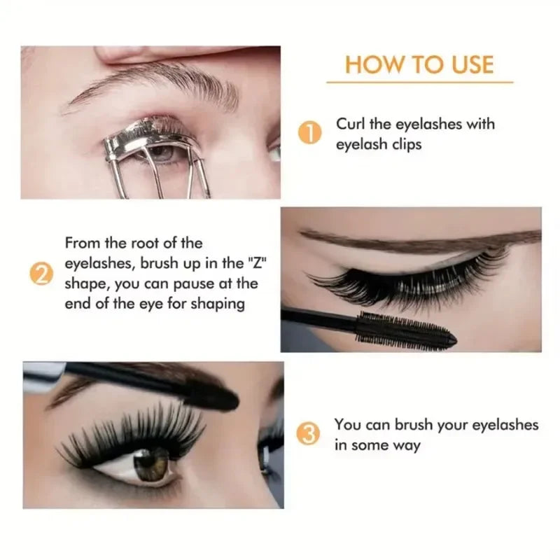 4D Waterproof Mascara – Thick, Long Lashes with Curling Effect, Smudge-Proof & Long-Lasting