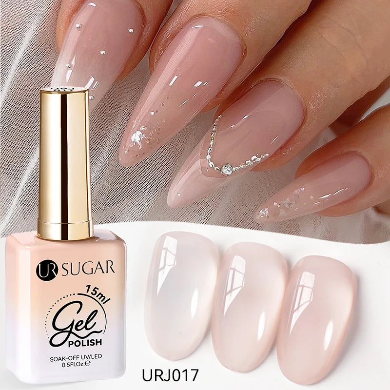 UR SUGAR 15ml Champagne Gold & Silver Reflective Glitter Gel Nail Polish – Semi-Permanent Soak-Off UV Gel for Manicure Nail Art”