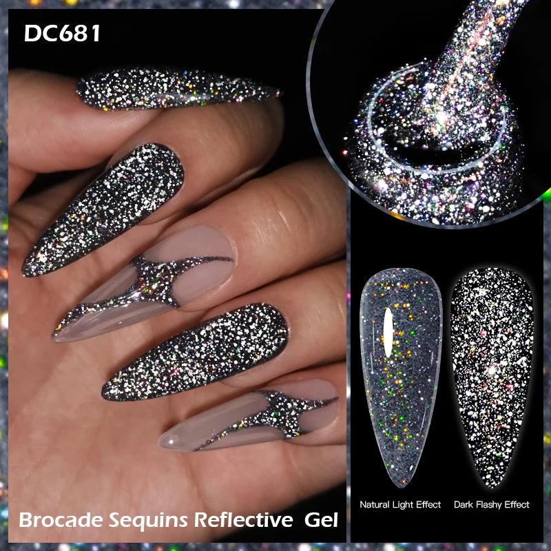 Mtssii 7ml Colorful Reflective Gel Nail Polish – Glitter Sparkling Flash Effect, Semi-Permanent Soak-Off Nail Varnish”