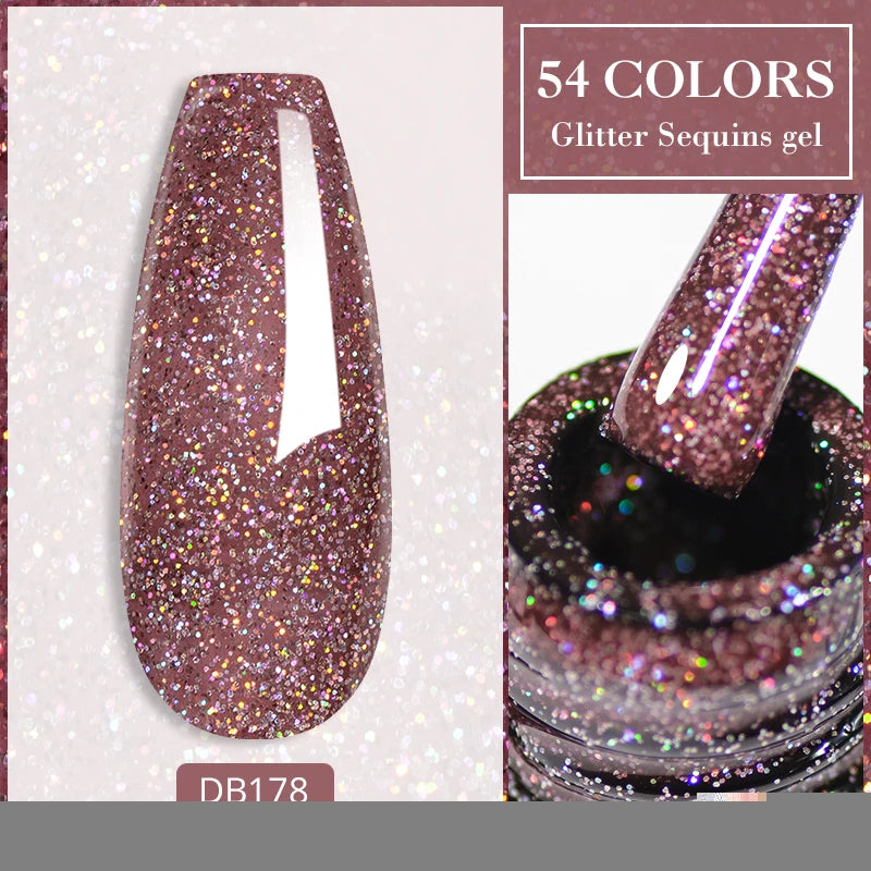 Mtssii 7ml Colorful Reflective Gel Nail Polish – Glitter Sparkling Flash Effect, Semi-Permanent Soak-Off Nail Varnish”