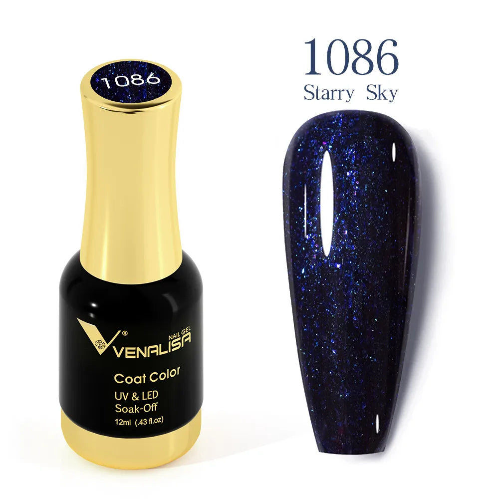 Venalisa Super Color Gel Varnish 12ml – Diamond Shining Glitter, Starry Sequin Platinum, Long-Lasting Nail Gel Polish”