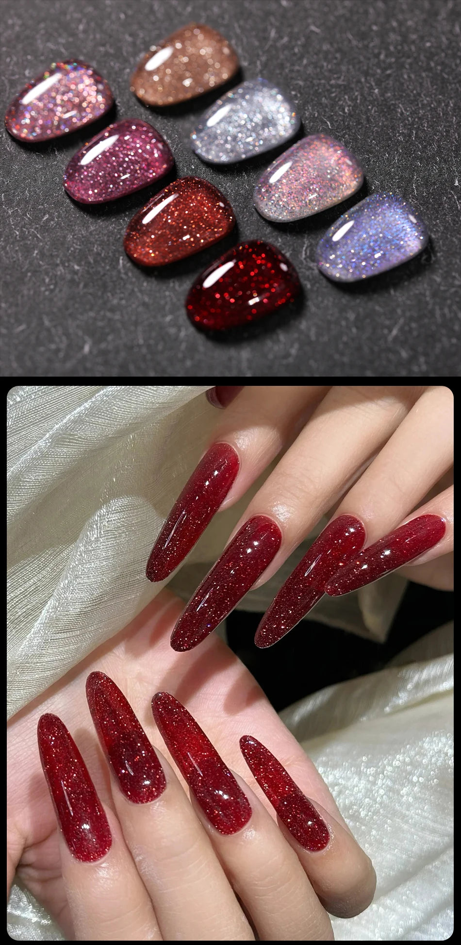 UR SUGAR 15ml Champagne Gold & Silver Reflective Glitter Gel Nail Polish – Semi-Permanent Soak-Off UV Gel for Manicure Nail Art”